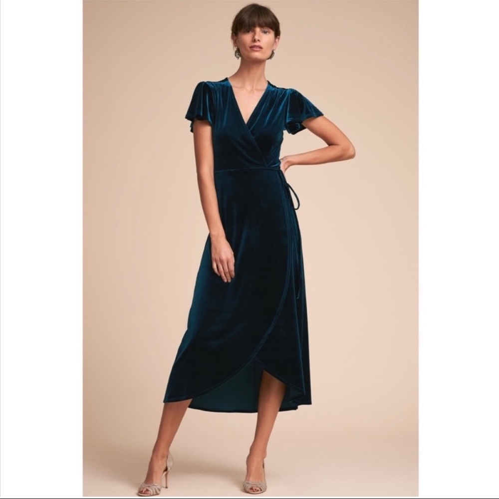 BHLDN Thrive Velvet Wrap Dress